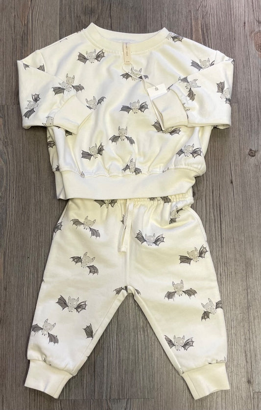 Ivory Quincy Mae Fleece Sweat Set Bats, 3-6M