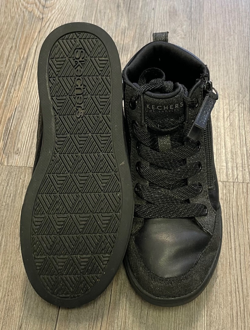 Black Skechers Hightop Shoes, 1.5Y