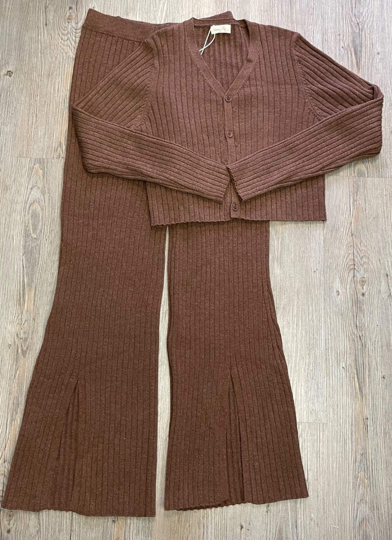 Brown Rylee+ Cru Ribbed Knit Set, 12Y