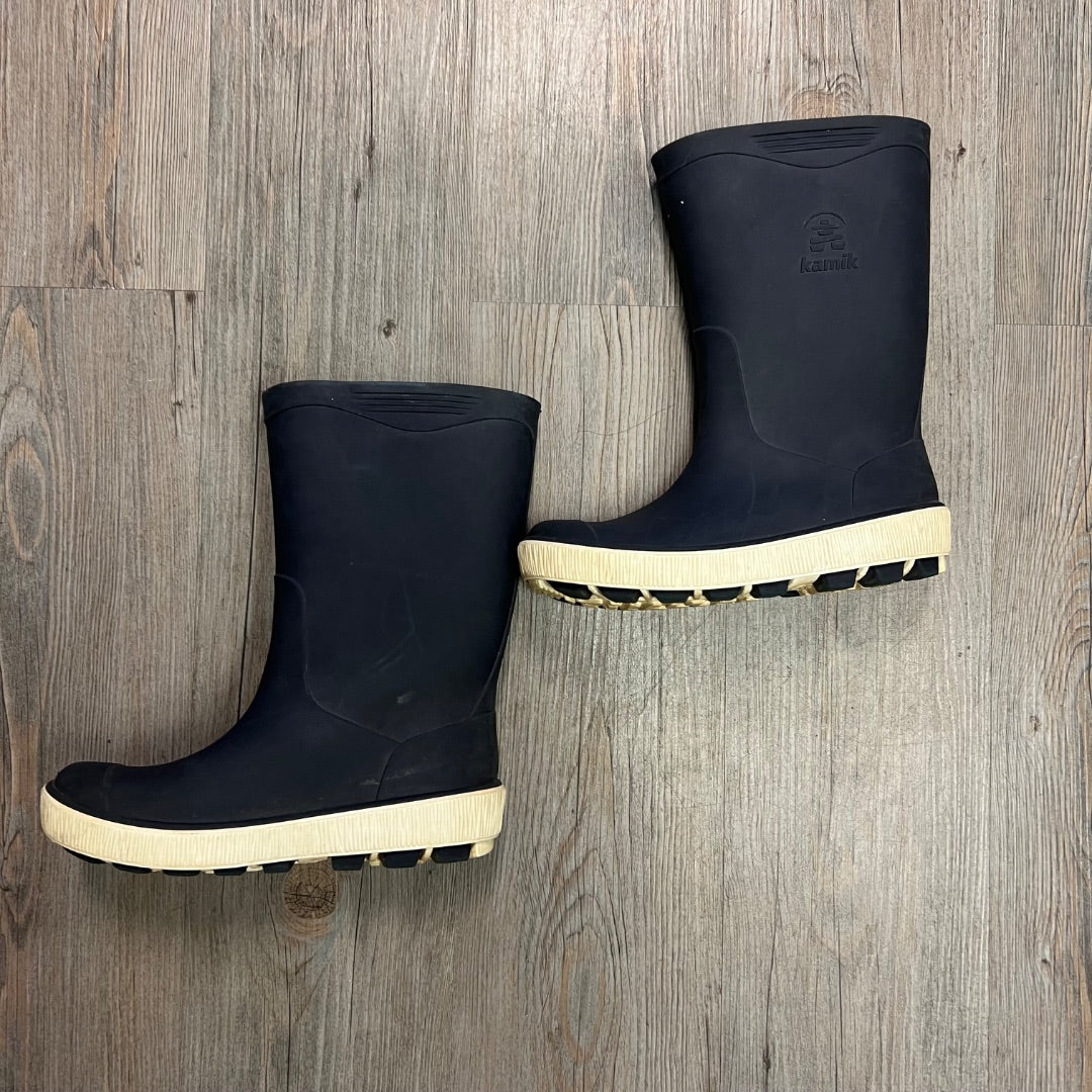 Navy Kamik Rain Boots, 3Y