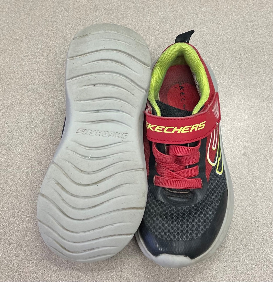 Red/black Skechers Velcro Shoes, 11Y