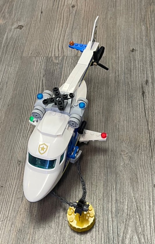 White,Blue ,Yellow  Lego Helicopter, Pre-owned