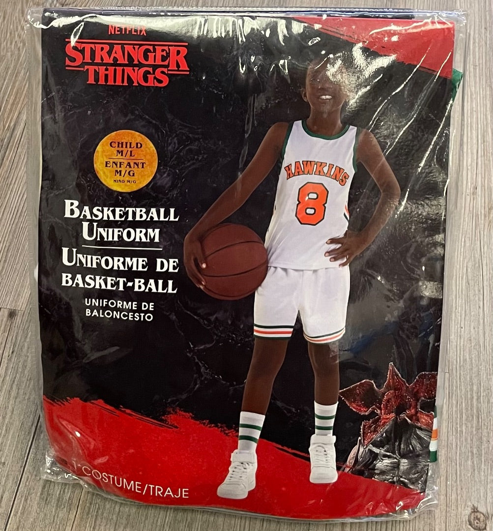 White Stranger things Lucas Basketball Uniform, 12-14Y