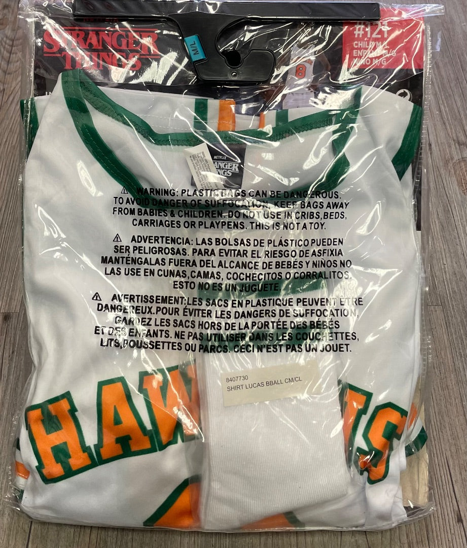 White Stranger things Lucas Basketball Uniform, 12-14Y