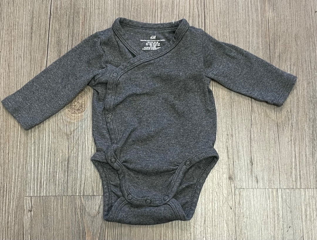Charcoal H&M LS Wrap Onesie, 1-2M