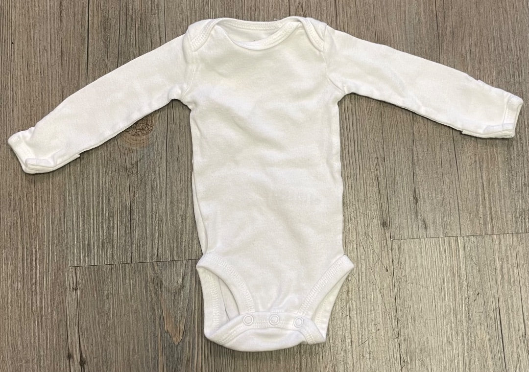 White Carters LS Onesie, Newborn