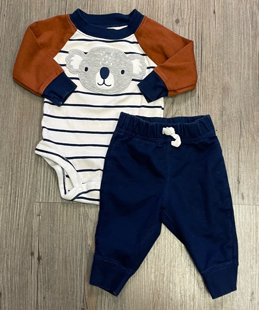 Multi Colour Carters 2 Pcs LS Onesie & Pants, 3M