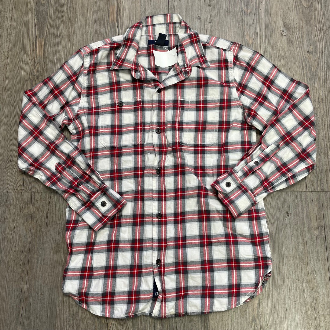 Red Grey White Gap Plaid Shirt, 10Y