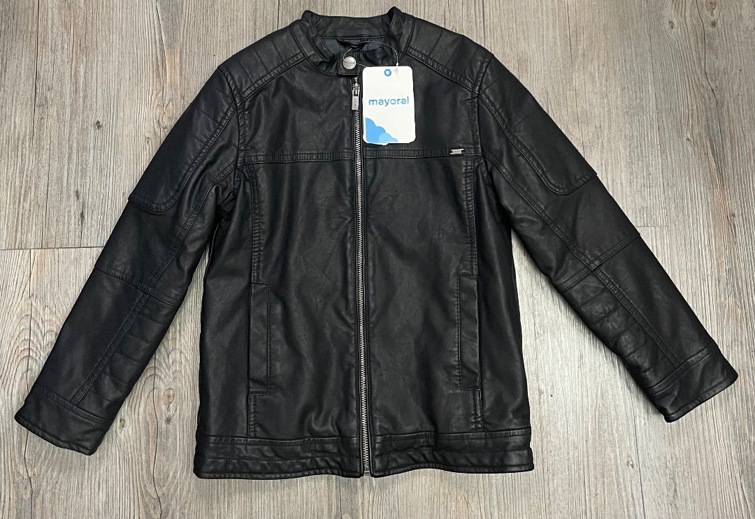 Black Mayoral Faux Leather Jacket, 6Y
