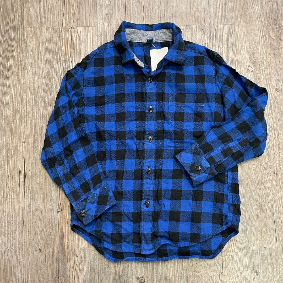 Blue Uniqlo Plaid Shirt, 3-4Y
