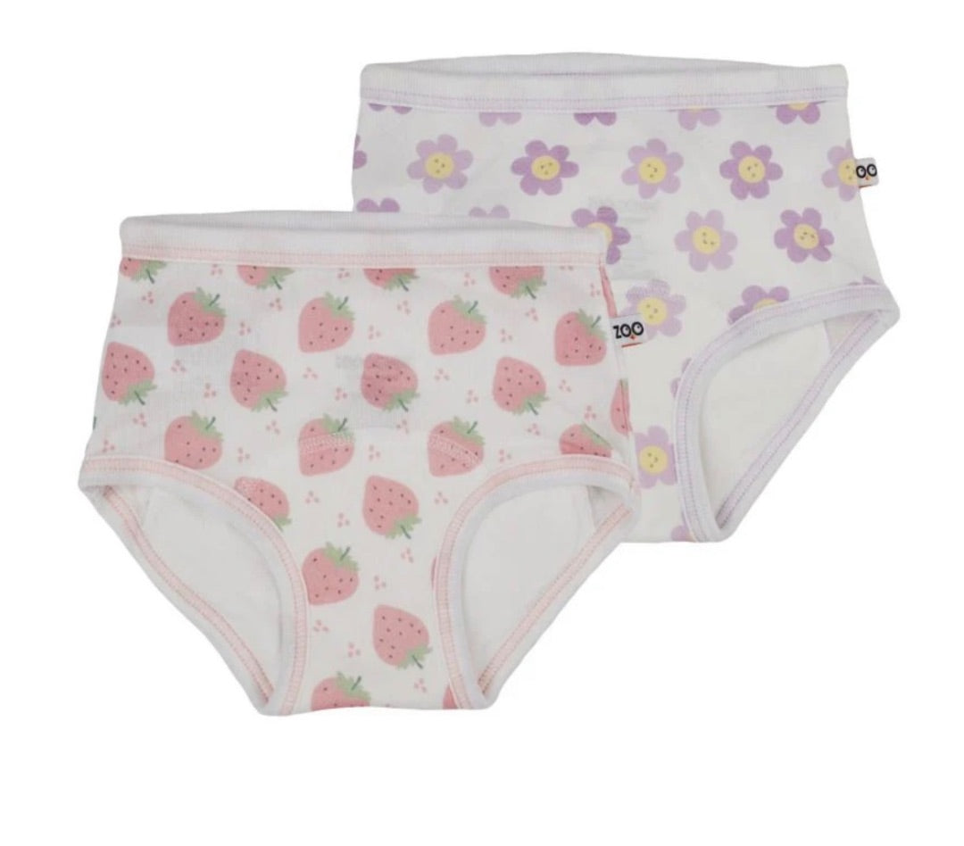 Strawberries & Daisies Zoocchini 2 Cotton Training Pants, 3T-4T