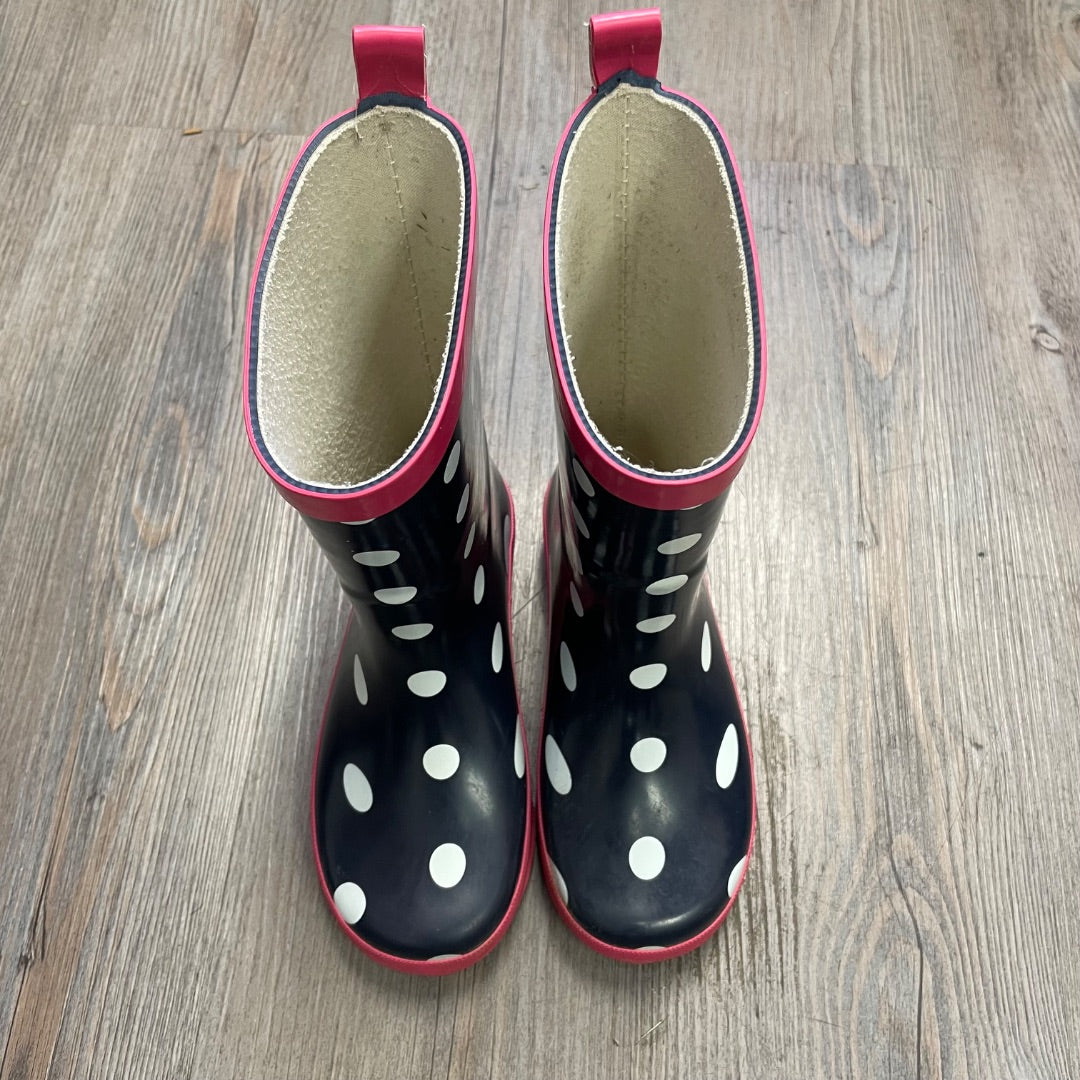 Navy Polka Dot Print Joe Fresh Rain Boots, 11Y