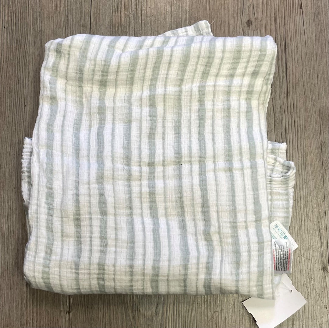 White/Olivegreen Aden & Anais Muslin blanket, Pre-owned