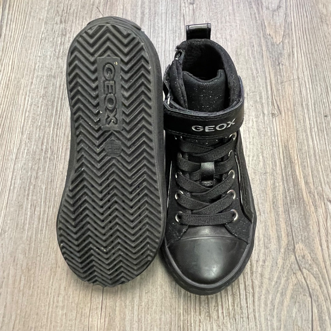 Black Geox Side Zip Velcro Sneaker, 10T
