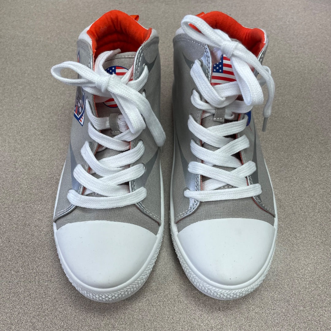 Grey White Orange  Hightop Shoes, 2Y