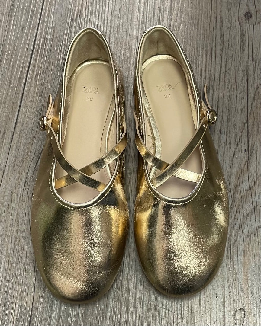Gold Zara Flat Shoes, 12Y