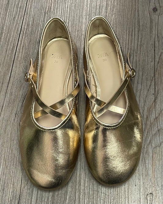 Gold Zara Flat Shoes, 12Y