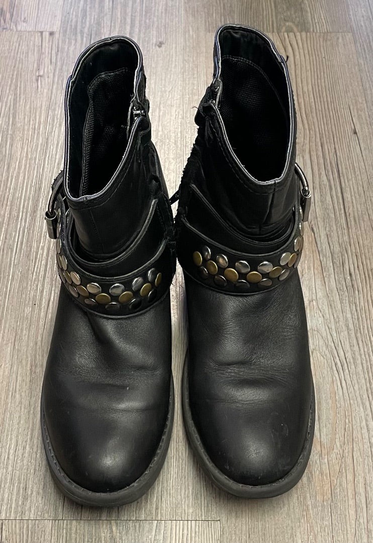 Black Geox Leather Biker Boots, 7Ladies