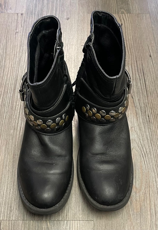 Black Geox Leather Biker Boots, 7Ladies