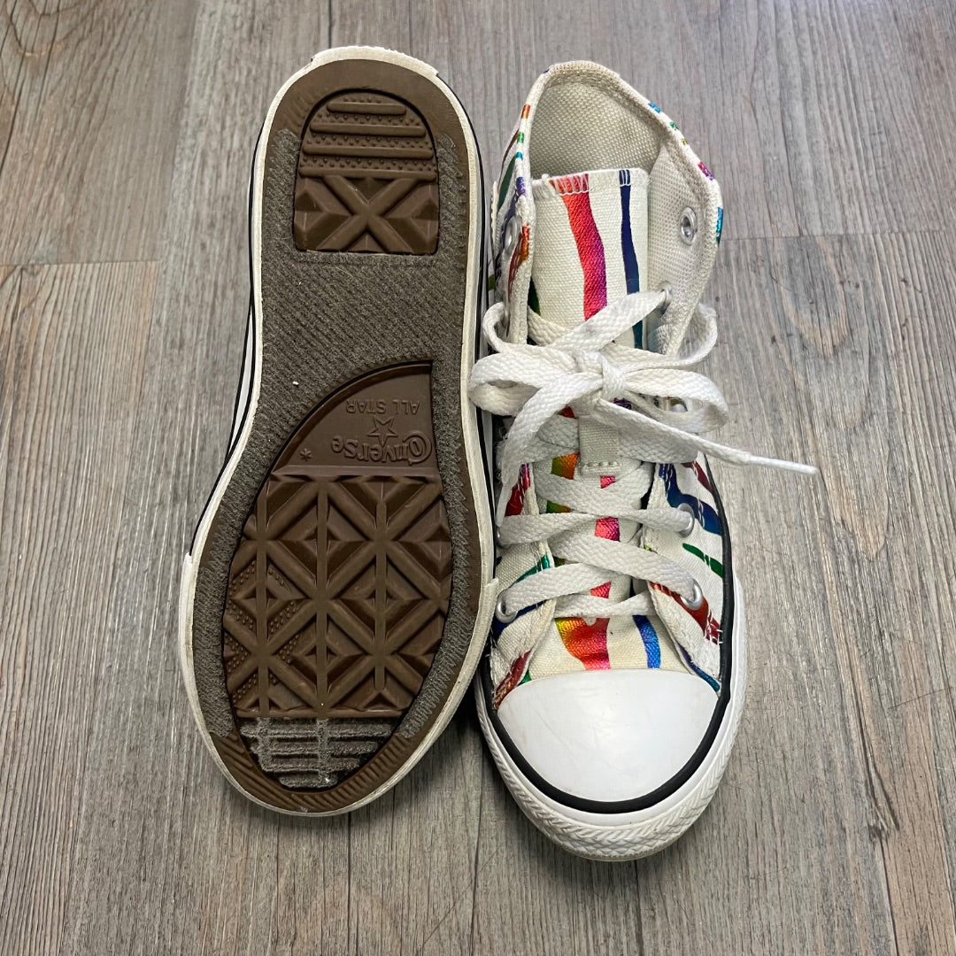 Rainbow Print Converse Hightop Shoes, 12Y