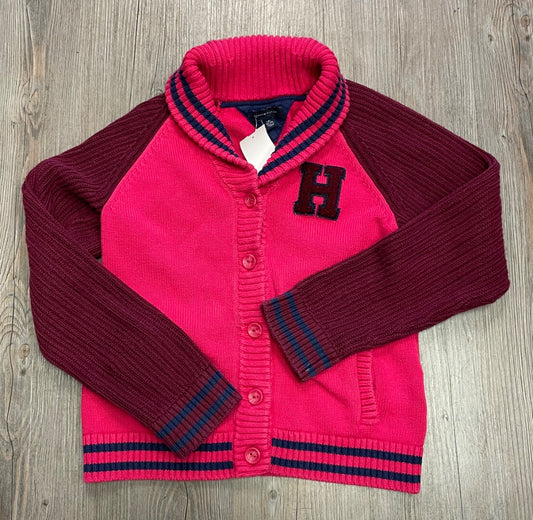 Pink/Maroon Tommy Hilfiger Knit Cardigan, 12-14Y
