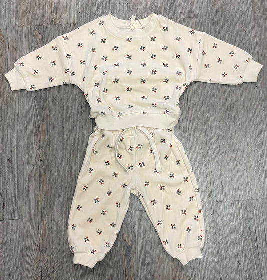 Holly Berry Quincy Mae Velour Relaxex Sweatshirt Set, 3-6M