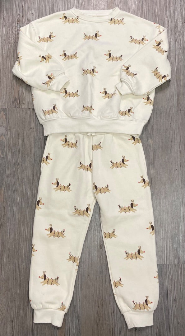 Christmas Ivory Rylee + Cru Relaxed Sweatshirt + Pants, 4-5Y