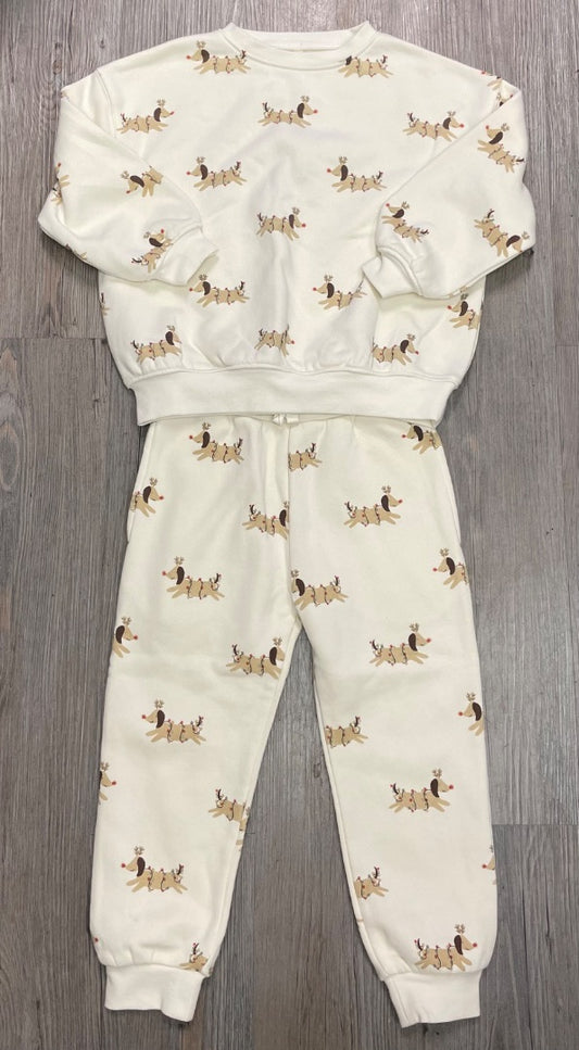 Christmas Ivory Rylee + Cru Relaxed Sweatshirt + Pants, 4-5Y