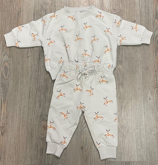 Reindeer Rylee + Cru Relaxed Fleece Sweatshirt + Pants, 3-6M