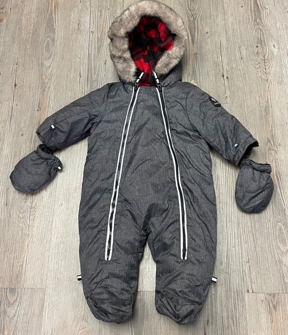 Charcoal Canadiana Bunting Suit, 0-3M