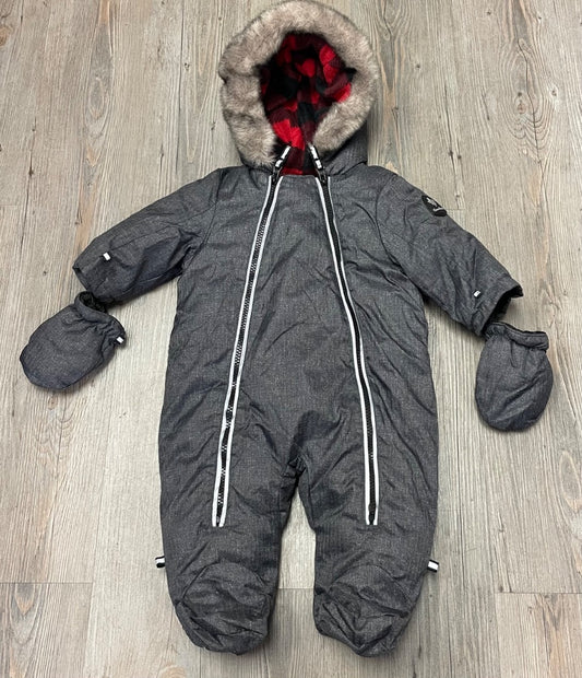 Charcoal Canadiana Bunting Suit, 0-3M