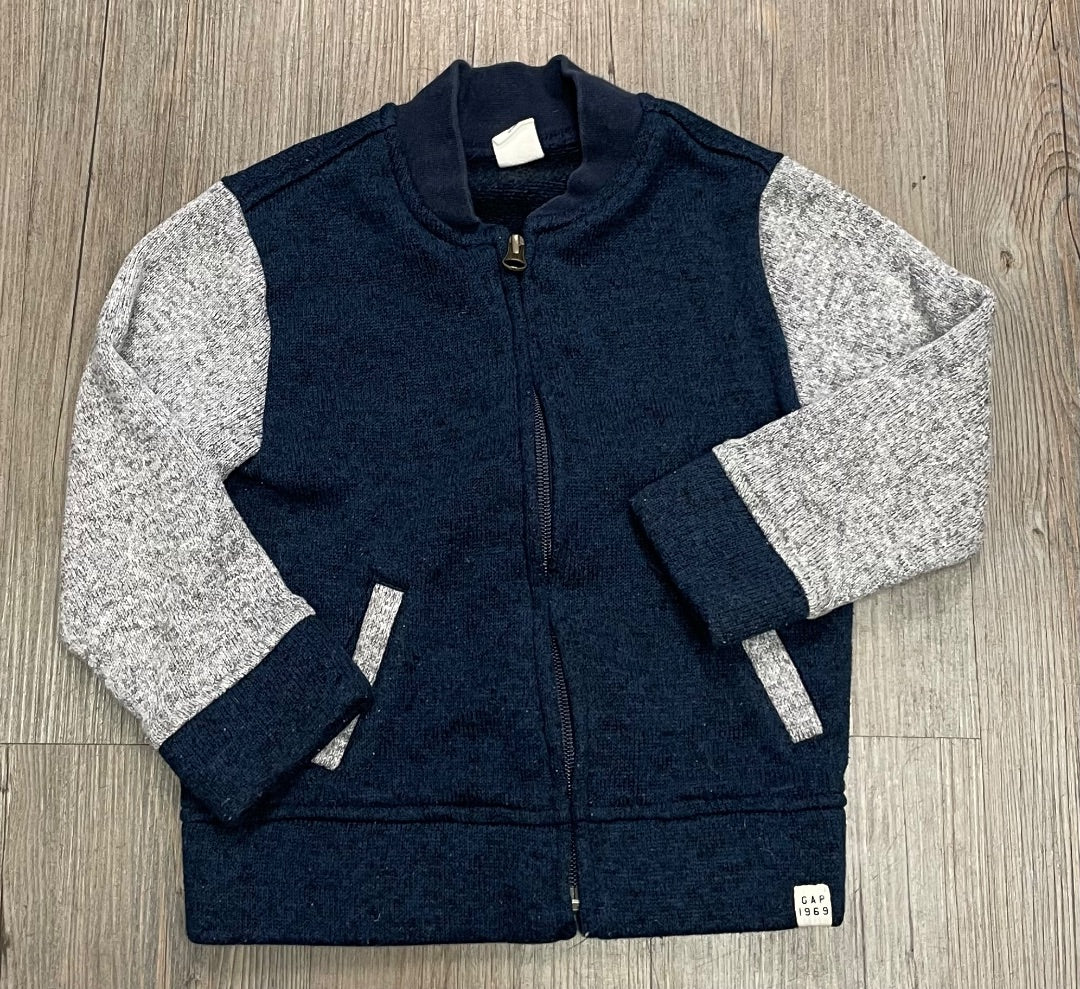 Navy,Grey Gap Knit Zip Sweater, 3Y