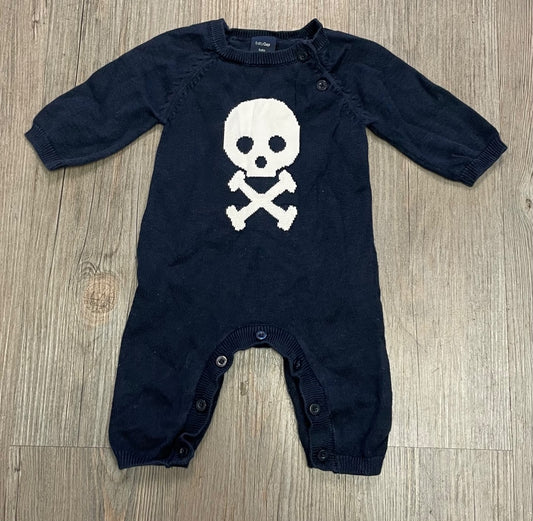 Navy Gap Knit Long Sleeves Onesie, 0-3M