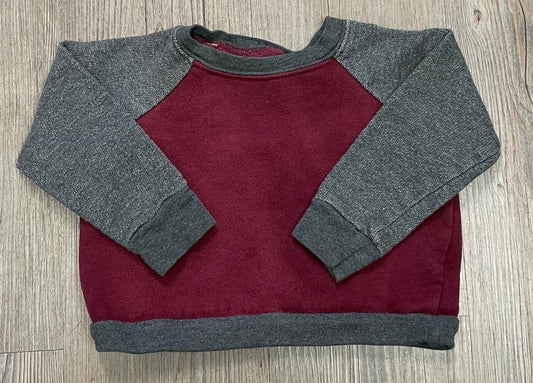 Maroon Grey Mini Mioche Long Sleeves Sweatshirt, 6-12M