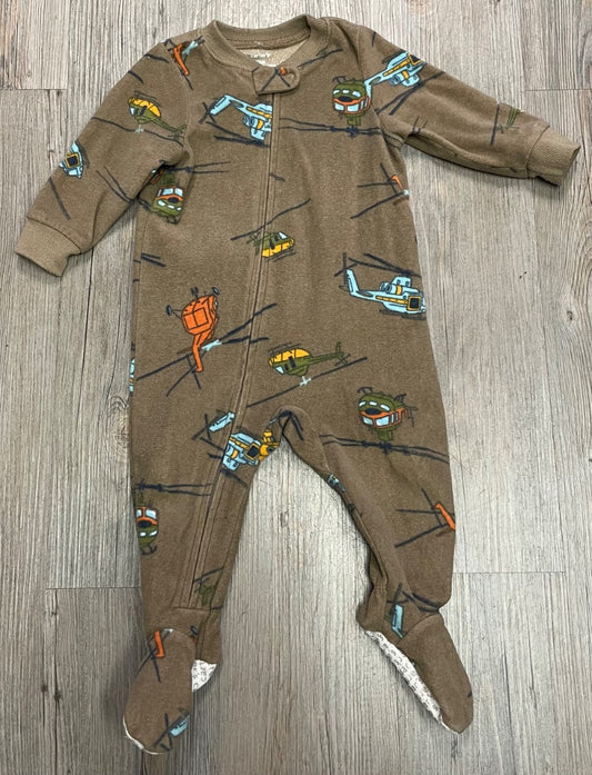 Brown Helicopters Carters PJ Fleece Onesie, 9M