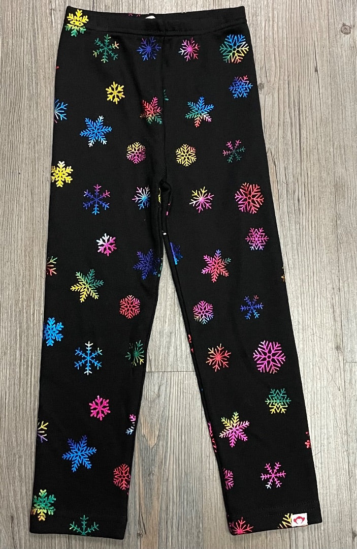 Black Rainbow Snow Flakes Appaman Legging, 3Y