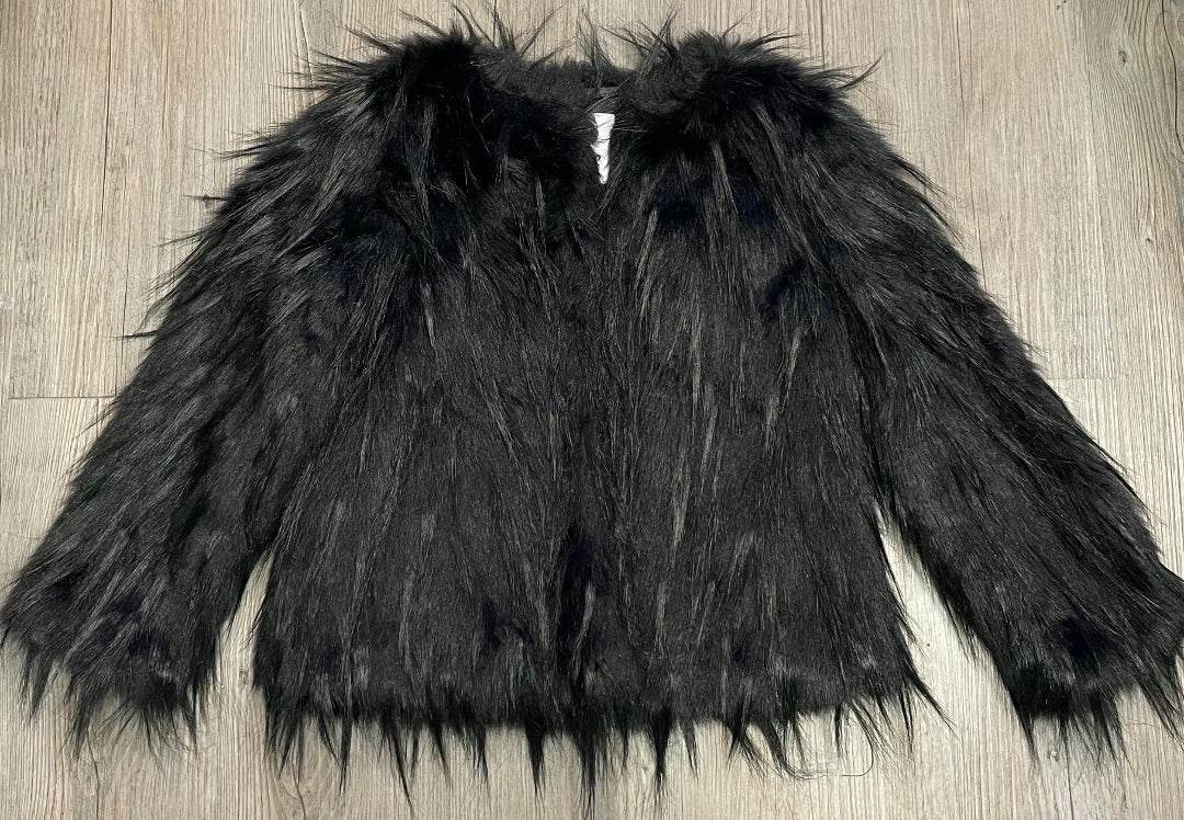 Black Appaman Faux Fur Jacket, 3Y