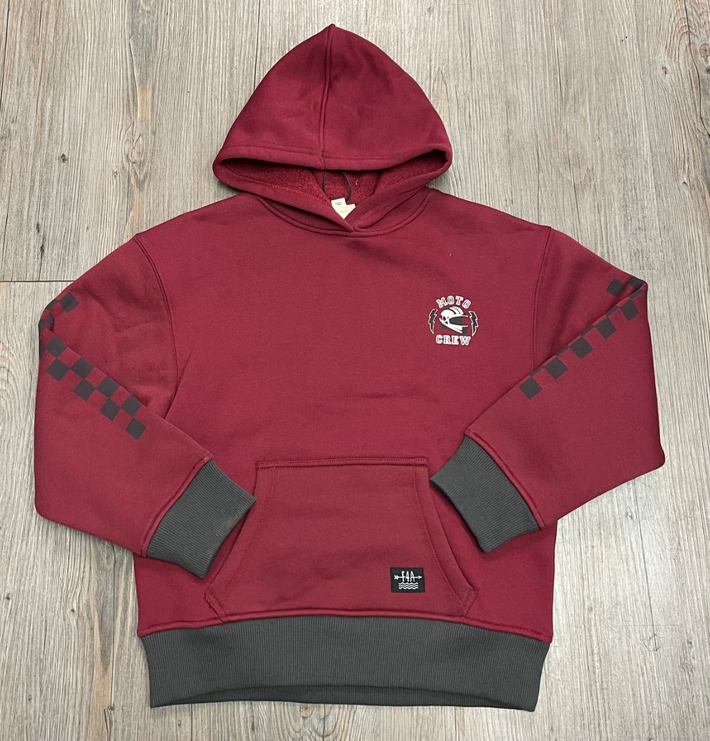 Deep Red F4A Hadley Moto Hoodie, 6-7Y