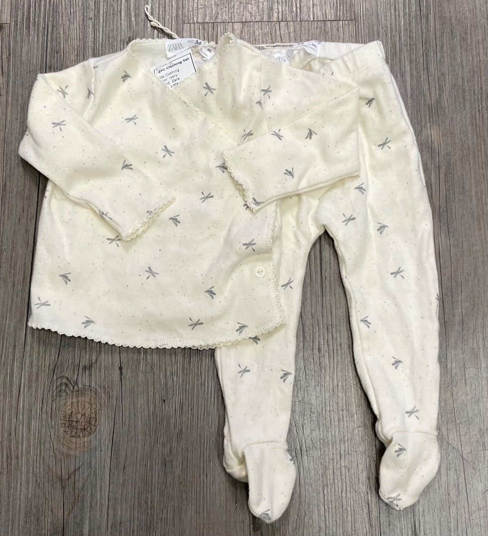 Ivory Zara 2PC Clothing Set, 3-6M