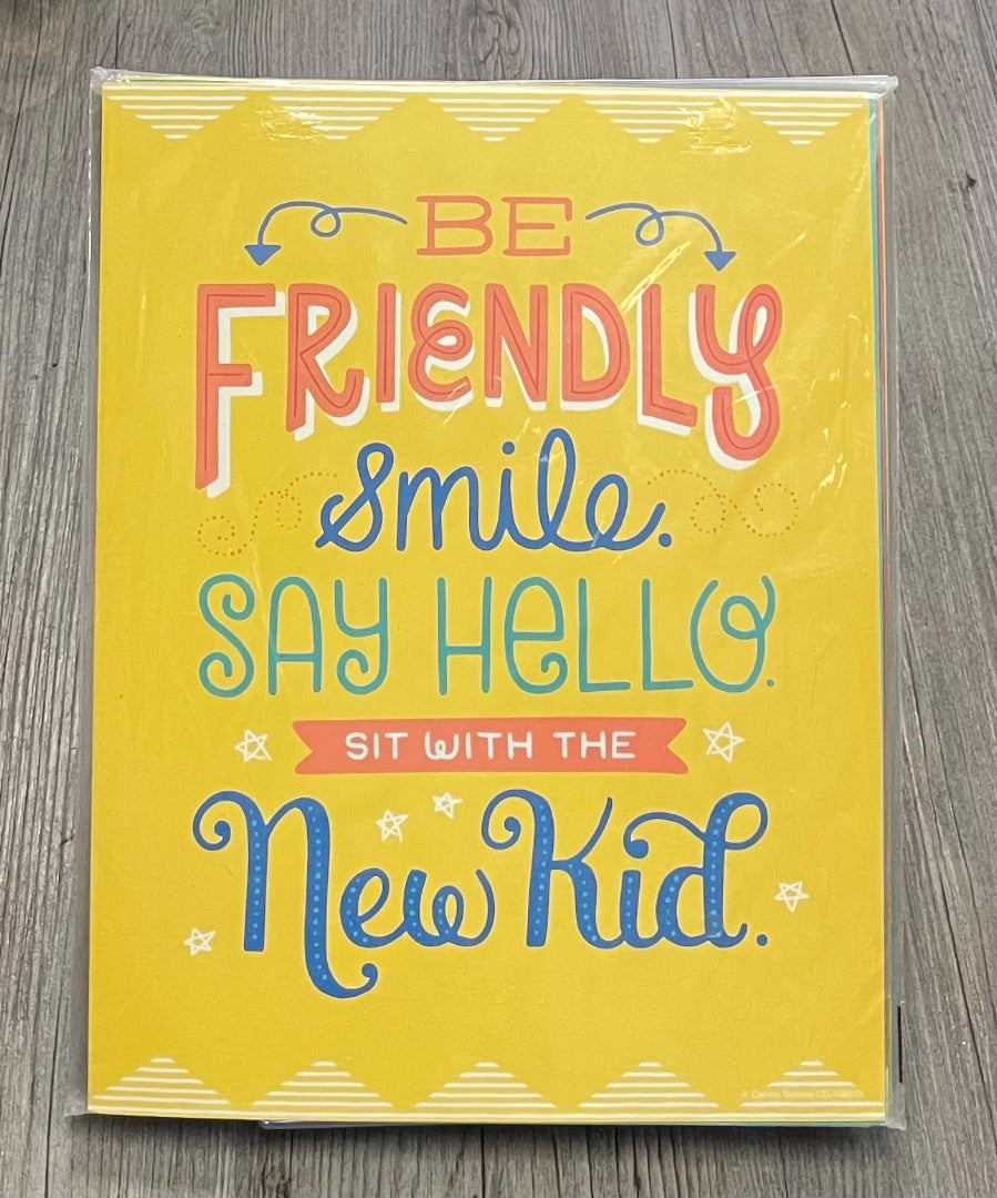 Multi Colour 12 Mini Posters Positive Character Traits