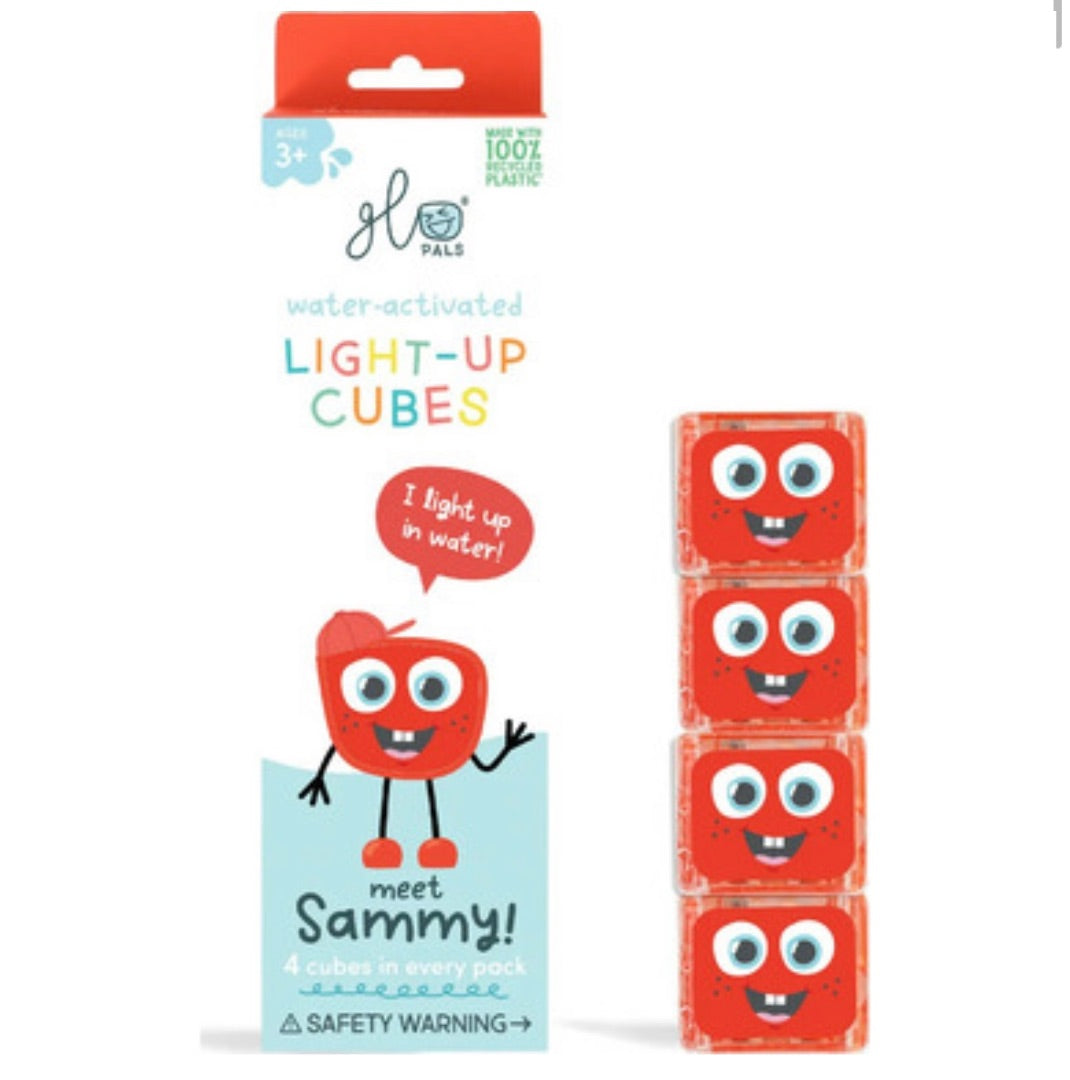 Red Glo Pals Blue Glo Pals Sammy! Light-Up Cubes, 4 Cubes Per Box