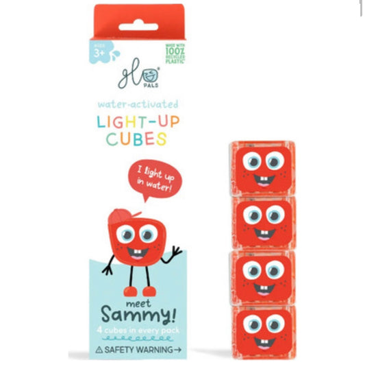 Red Glo Pals Blue Glo Pals Sammy! Light-Up Cubes, 4 Cubes Per Box