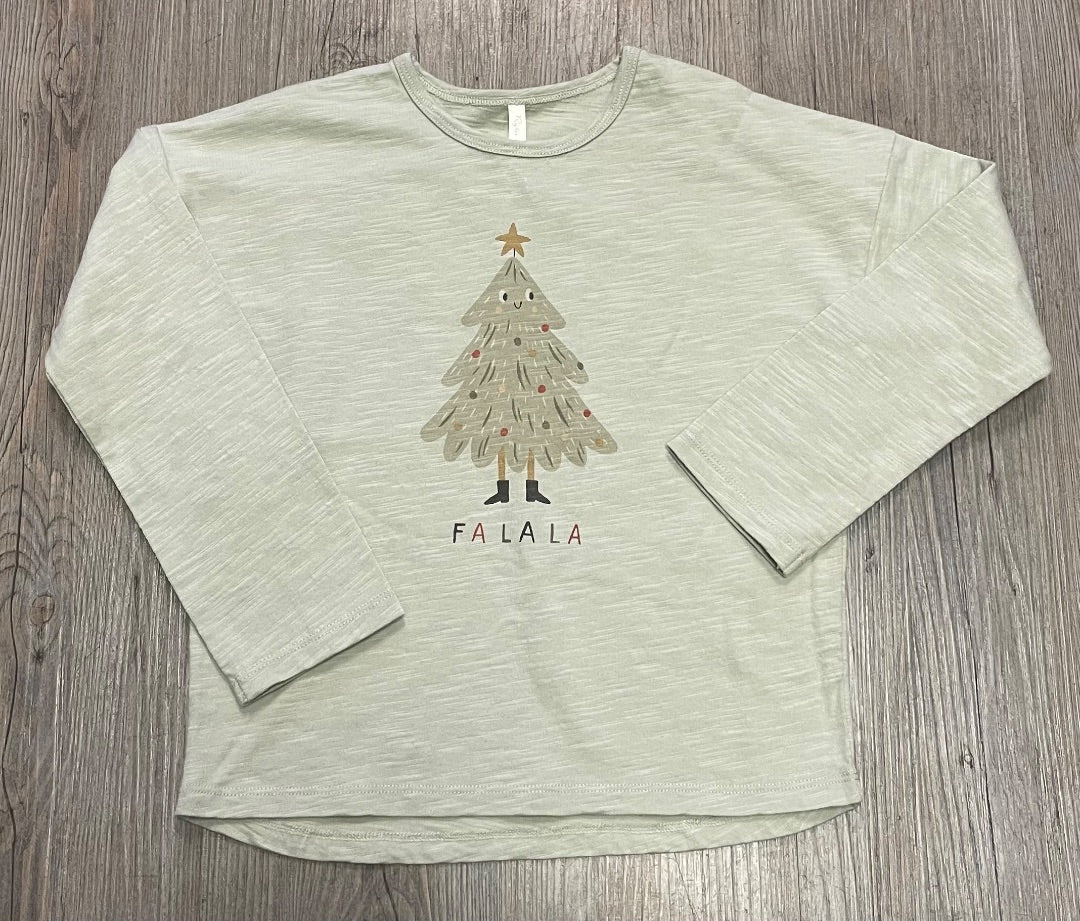 Pistachio Rylee + Cru Long Sleeve tee Christmas Tree, 4-5Y