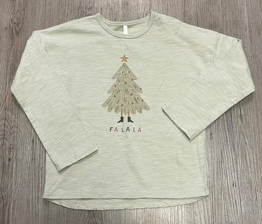 Pistachio Rylee + Cru Long Sleeve tee Christmas Tree, 4-5Y