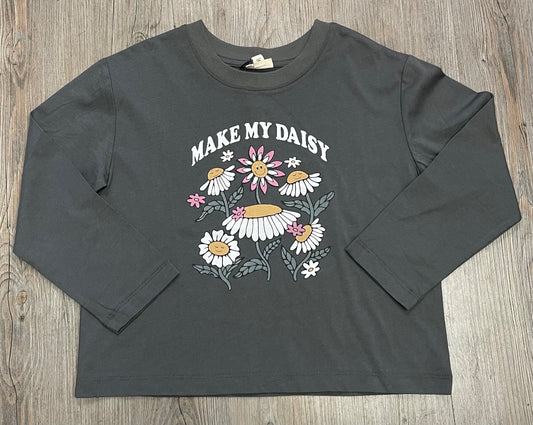 Charcoal F4A Daisy Long Sleeves Tee, 6-7Y