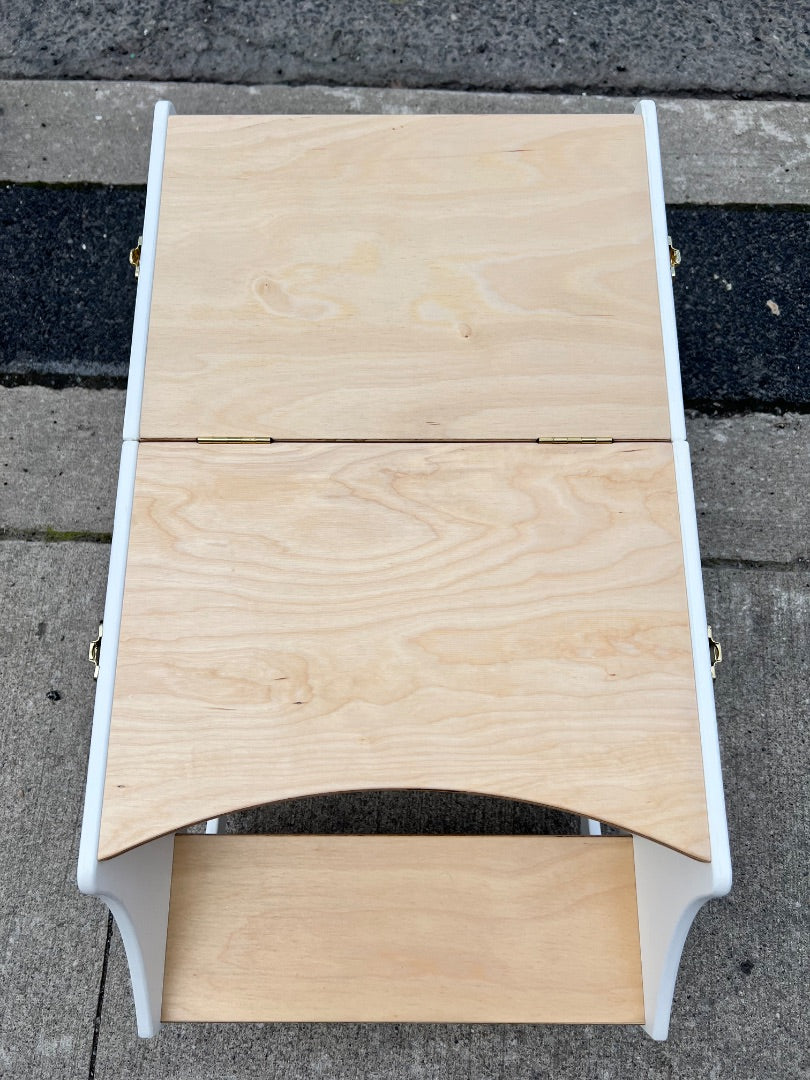 White/Pine  2 In 1 Wooden Step Stool - Learning Tower/Table, Pre-owned