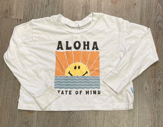 White Aloha State L/S Crop Tee