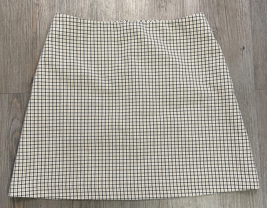 Beige/Black/Brown Wilfred Check Wool Skirt, Small
