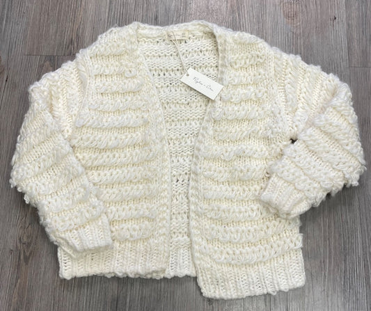 Natural Rylee + Cru Fringe Cardigan, 4-5Y