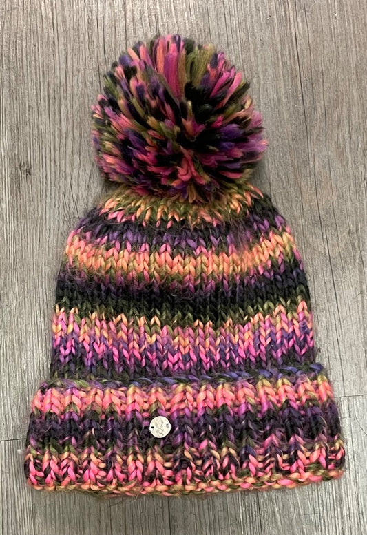 Multi Colour Spyder Knit Pom Hat, One Size Child